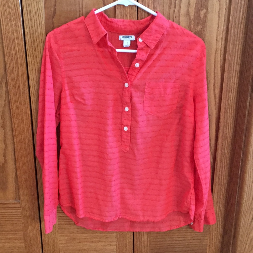Coral Swiss Dot Blouse